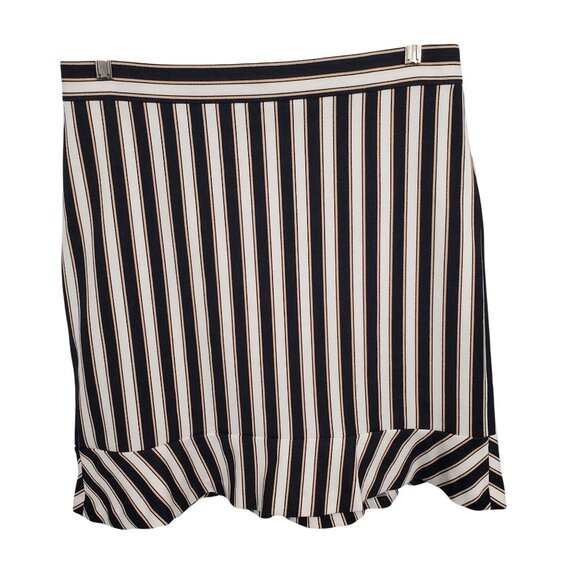 Ann Taylor Dresses & Skirts - Ann Taylor Size 12 Skirt Stripe Knee Stretch Flounce Hem Nautical Preppy Refined